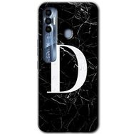 Tecno Spark 7 Pro Siyah Mermer Desenli D Harfi Baskılı Uyumlu Silikon Kılıf