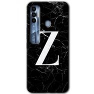 Tecno Spark 7 Pro Siyah Mermer Desenli Z Harfi Baskılı Uyumlu Silikon Kılıf