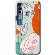 Tecno Spark 7 Pro Vektör Çiçekler Baskılı Uyumlu Silikon Kılıf