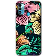 Tecno Spark 7T Çizim Çiçekler Baskılı Uyumlu Silikon Kılıf