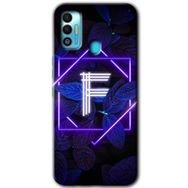 Tecno Spark 7T Dark Neon Yaprak F Harfi Baskılı Uyumlu Silikon Kılıf