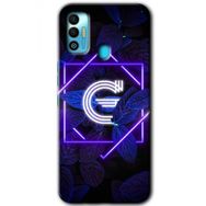 Tecno Spark 7T Dark Neon Yaprak G Harfi Baskılı Uyumlu Silikon Kılıf
