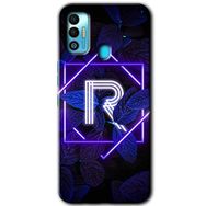 Tecno Spark 7T Dark Neon Yaprak R Harfi Baskılı Uyumlu Silikon Kılıf