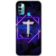 Tecno Spark 7T Dark Neon Yaprak T Harfi Baskılı Uyumlu Silikon Kılıf