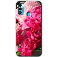 Tecno Spark 7T Kırmızı Beyaz Gül Baskılı Uyumlu Silikon Kılıf