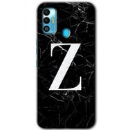 Tecno Spark 7T Siyah Mermer Desenli Z Harfi Baskılı Uyumlu Silikon Kılıf