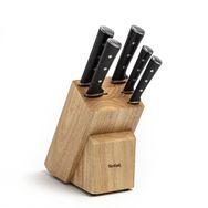 Tefal K232S5 Ice Force Ahşap 5 Bıçak 20 cm Santoku Kahverengi Siyah Paslanmaz Çelik Bıçak Bloğu