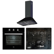 Teka Chef 3 HE 715 - HLX 60 4G AI AL BK - DBT 60 BK 3'lü Siyah Davlumbaz