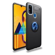 Tekno Grup Samsung Galaxy M30S Ultra Korumalı Yüzüklü Manyetik Ravel Siyah Mavi Tam Kaplayan 6D Nano Ekran Koruyucu