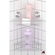 Tekno-Tel DM257 Krom Vakumlu 2 Katlı Banyo Köşe Rafı