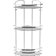 Tekno-Tel LM009H 3 Katlı Kancalı Krom Köşe Rafı