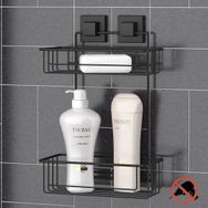 Tekno-tel Teknotel Delme Vida Matkap Yok! Easyfıx Yapışkanlı 2 Katlı Banyo Rafı Mat Siyah EF256