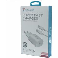 Teknonet TN-HCH12 Beyaz 25W 3000 mAh Type-C Kablo ve Şarj Aleti