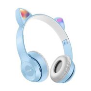 Teknosepetim P47M Turkuaz Kedili Işıklı Rgb Kulak Üstü Bluetooth Kulaklık