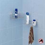 Teknotel ST217H Gri Yapışkanli Kancalı 2 Adet Banyo Rafı