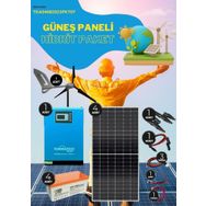 Teknovasyon Arge Güneş Enerjisi Hibrit Paket 5Kva Mppt İnverter 150 Amper Jel Akü 1000W Rüzgar Türbini 450 Watt Güneş Paneli
