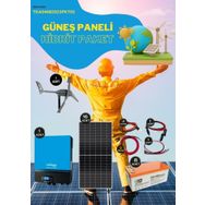 Teknovasyon Arge Güneş Enerjisi Hibrit Paket 7.2 KVA İnverter 450 Watt 200 Amper Jel Akü 2000W 48V Rüzgar Türbini Güneş Paneli