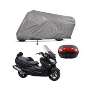 Teksin Suzuki Burgman AN 650 Abs Arka Çanta Uyumlu A+ Kalite Gri Motosiklet Brandası