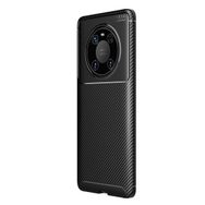 Teleplus Huawei Mate 40 Pro Kahverengi Karbon Dokulu Negro Silikon Kılıf + Tam Kapatan Ekran Koruyucu + Kamera Koruyucu