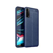 Teleplus Huawei P Smart 2021 Deri Dokulu Lacivert Nano Ekran Koruyucu Silikon Cep Telefonu Kılıf