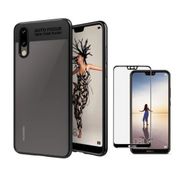 Teleplus Huawei P20 Kırmızı Kamera Koruma Silikon Tam Kapatan Cam Kılıf