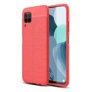 Teleplus Huawei P40 Lite Deri Dokulu Silikon ve Nano Ekran Koruyucu Lacivert Kılıf