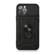 Teleplus iPhone 12 Pro Kamera Korumalı Yüzüklü Tank Pars Silikon Kırmızı Kılıf