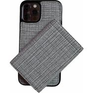 Teleplus iPhone 12 Pro Max Kumaş Spor 2-1 Kartlıklı Cüzdan Gri Kılıf