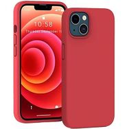 Teleplus iPhone 13 Mini Liquid Lansman Wiriless Destekli Silikon ve Wiriless Şarj Aleti Kırmızı Cep Telefonu Kılıfı
