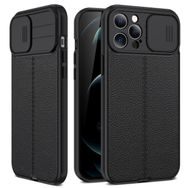 Teleplus iPhone 13 Pro Lensi Kamera Korumalı Deri Dokulu Silikon Kırmızı Kılıf