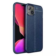 Teleplus iPhone 14 Deri Dokulu Niss Silikon Nano Ekran Koruyucu Siyah Kılıf