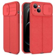 Teleplus iPhone 14 Lensi Kamera Korumalı Deri Dokulu Silikon Siyah Kılıf