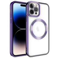 Teleplus iPhone 14 Pro Max Magsafe Wiriless Özellikli Lazer Setro Kapak Derin Mor Kılıf