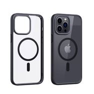 Teleplus iPhone 14 Pro Max Manyetik Wiriless Destekli Krom Silikon Siyah Kılıf