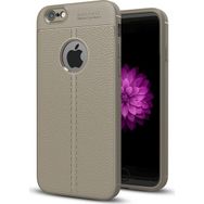 Teleplus iPhone 6 Plus Deri Dokulu Silikon Gri Kılıf