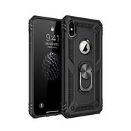Teleplus iPhone XS Max (Plus) Vega Yüzüklü Tank Kapak Siyah + Nano Ekran Koruyucu Kılıf