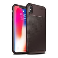 Teleplus iPhone XS Max Ultra Soft Negro Karbon Kahverengi Silikon Kılıf