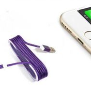 Teleplus Mor iPhone Örgü Şeklinde Renkli Çelik Şarj Data Kablosu