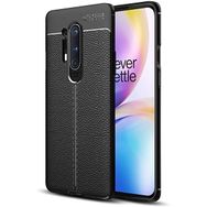 Teleplus OnePlus 8 Pro Deri Dokulu Silikon Siyah Kılıf