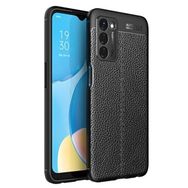 Teleplus Oppo A55 5G Kılıf Kamera Korumalı Deri Dokulu Silikon Siyah Cep Telefonu Kılıfı
