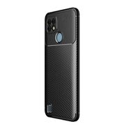 Teleplus Realme C21 Kamera Korumalı Karbon Dokulu Negro Silikon Lacivert + Nano Ekran Koruyucu Kılıf