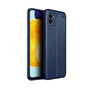 Teleplus Samsung Galaxy A03 Kamera Korumalı Deri Dokulu Silikon Lacivert Kılıf