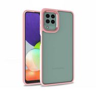 Teleplus Samsung Galaxy A12 Renkli Bumper Hybrid Flora Silikon Mor Kılıf