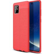 Teleplus Samsung Galaxy A91 Deri Dokulu Kırmızı Silikon Kılıf