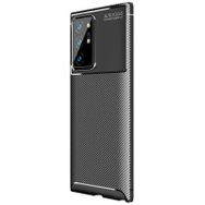 Teleplus Samsung Galaxy Note 20 Ultra Negro Karbon Dokulu Siyah Silikon Cep Telefonu Kılıf