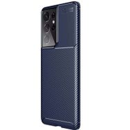 Teleplus Samsung Galaxy S21 Ultra 5G Karbon Dokulu Negro Silikon Kahverengi Kılıf