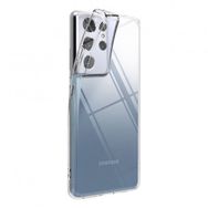 Teleplus Samsung Galaxy S21 Ultra 5G Lüks Korumalı Silikon Şeffaf Tam Kapatan Nano Ekran Koruyucu Kamera Koruyucu Kılıf