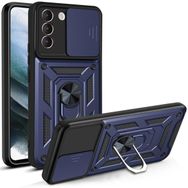 Teleplus Samsung Galaxy S22 5G Kamera Korumalı Yüzüklü Tank Pars Silikon Kırmızı Kılıf