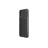 Teleplus Vivo Y20 Kamera Korumalı Karbon Dokulu Negro Silikon Siyah + Nano Ekran Koruyucu Kılıf