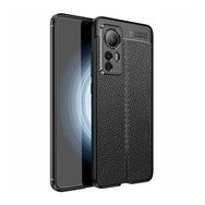 Teleplus Xiaomi 12T Pro Kamera Korumalı Deri Dokulu Silikon Nano Ekran Koruyucu Lacivert Kılıf